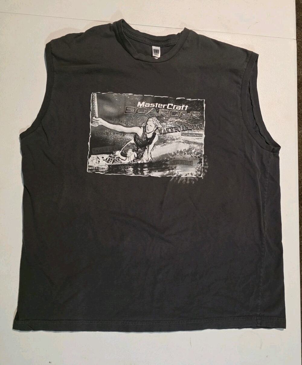 Vtg MasterCraft Boarder Wakeboarding T Shirt Mens XXL Sleeveless Wake Board Boat